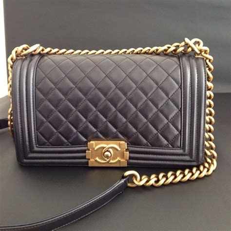 chanel boy with gold hardware